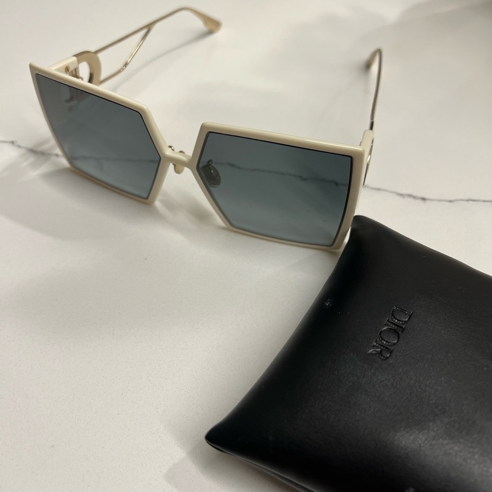 Christian Dior White Square 30 Montaigne Sunglasses